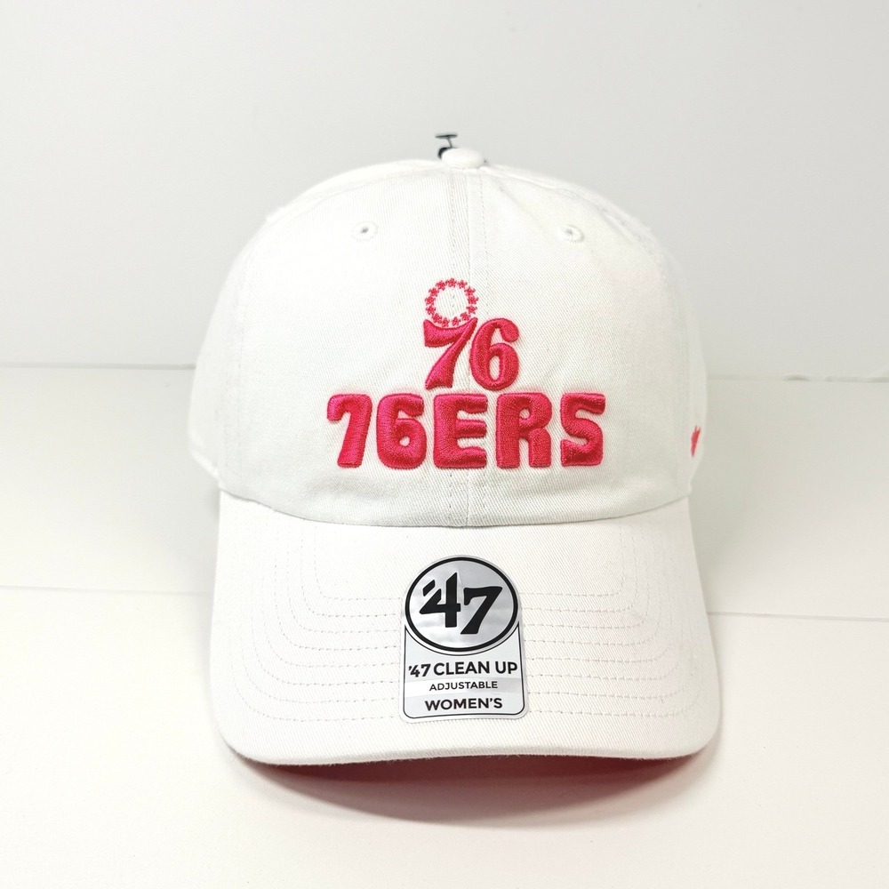 Philadelphia 76ers 47 Brand Clean Up Hat Women OS White NBA Basketball Sporty